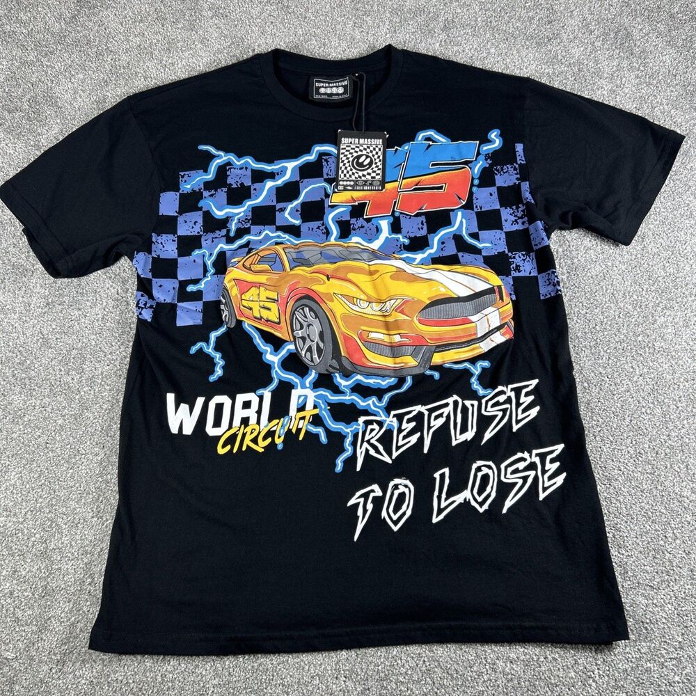 Super Massive Brand T-shirt NASCAR World Circut Men’s Lg Black Refuse To Lose
